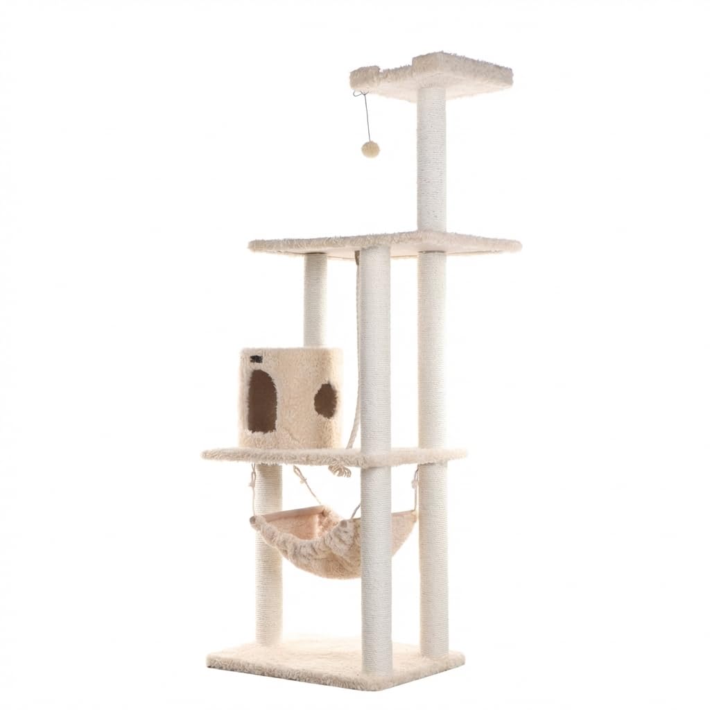 70 Inch Beige Cat Tree Tower I5850