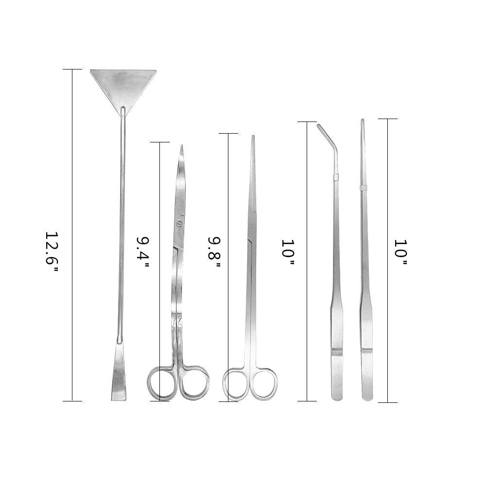 5 in 1 Aquarium Scissors Tweezers Spatula Stainless Steel Aquascaping Tools B999