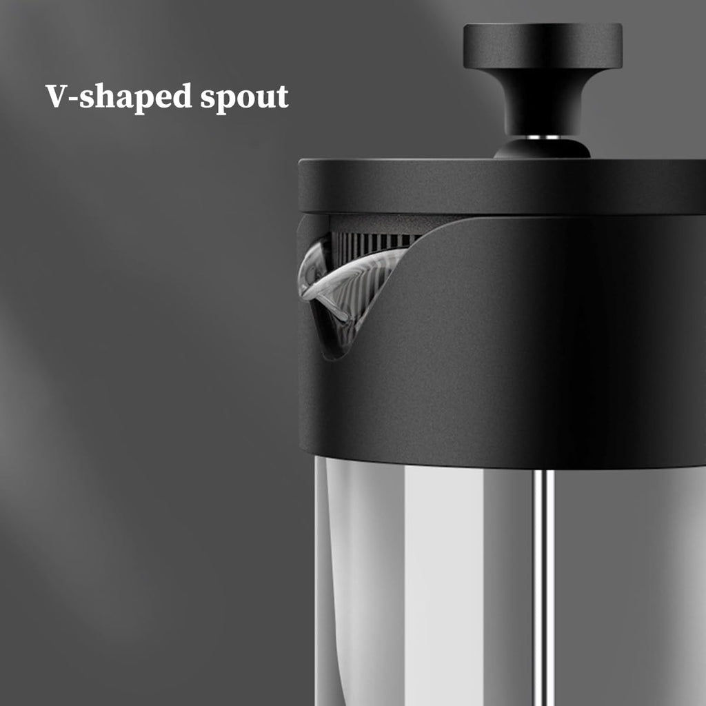 French Press Coffee Maker with 3-level Filter System, Stainless Steel, Borosilicate Glass, 1000ml N810