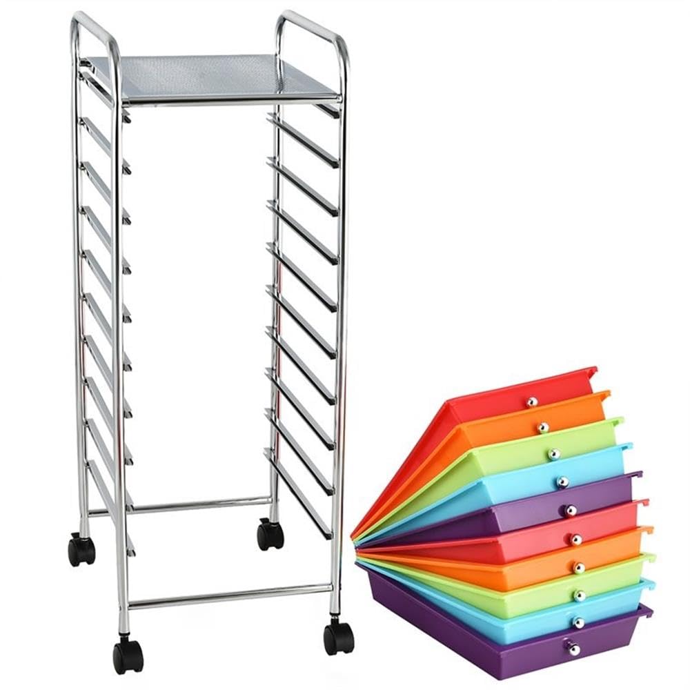 10 Drawer Rolling Storage Cart with Lockable Casters R693