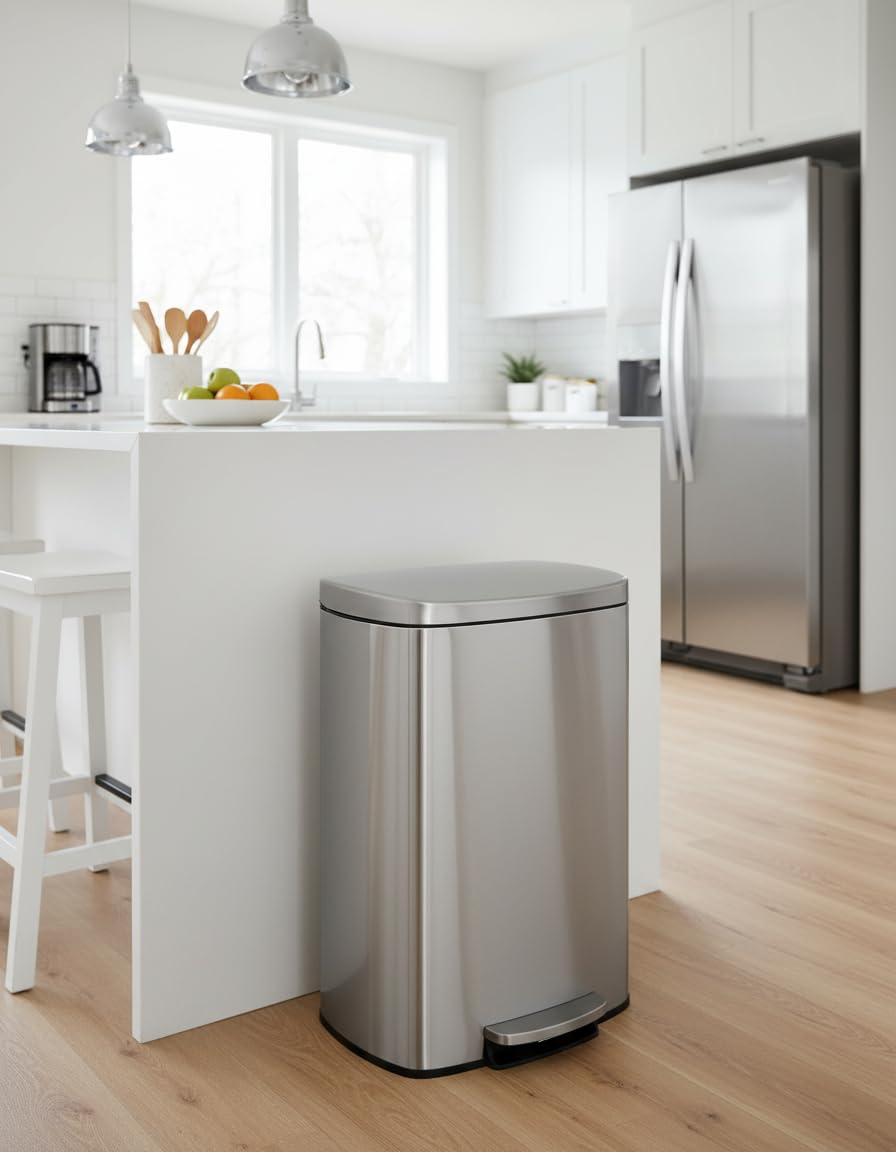 Step-on Stainless Steel Kitchen Trash Can 13 Gal R735