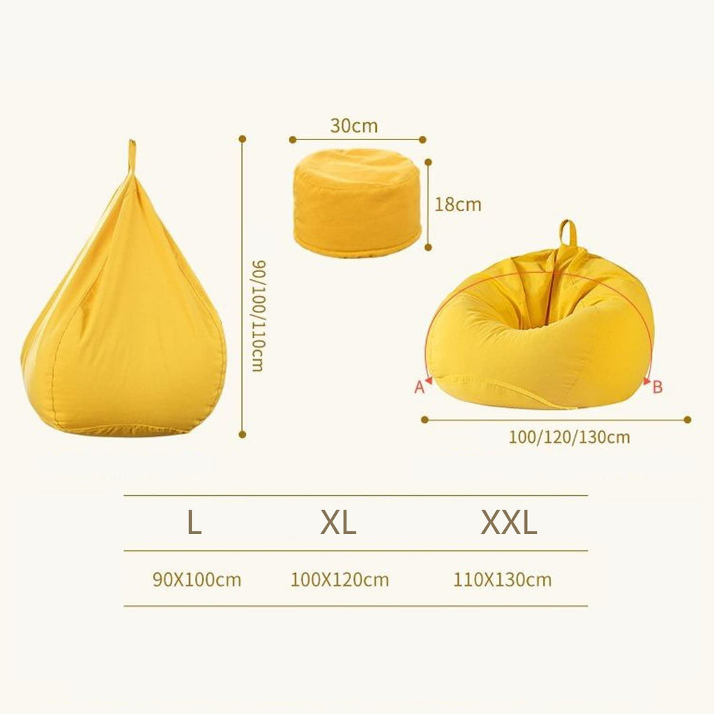 Bean Bag Chair Cover Only Without Filling XL Yellow C2032