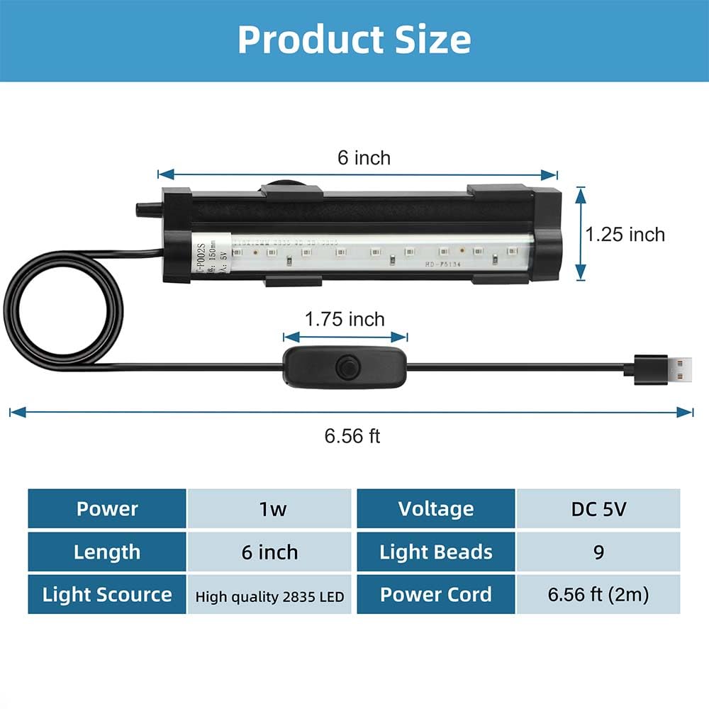 6 Inch IP68 Waterproof Color Changing Submersible Aquarium Light V91774