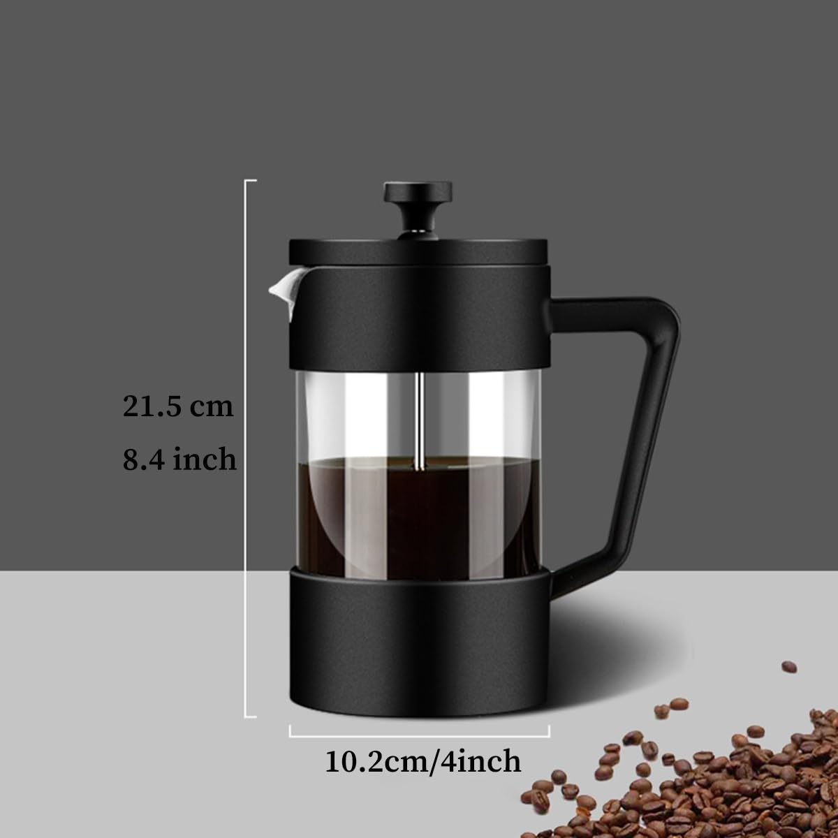 French Press Coffee Maker with 3-level Filter System, Stainless Steel, Borosilicate Glass, 1000ml N810