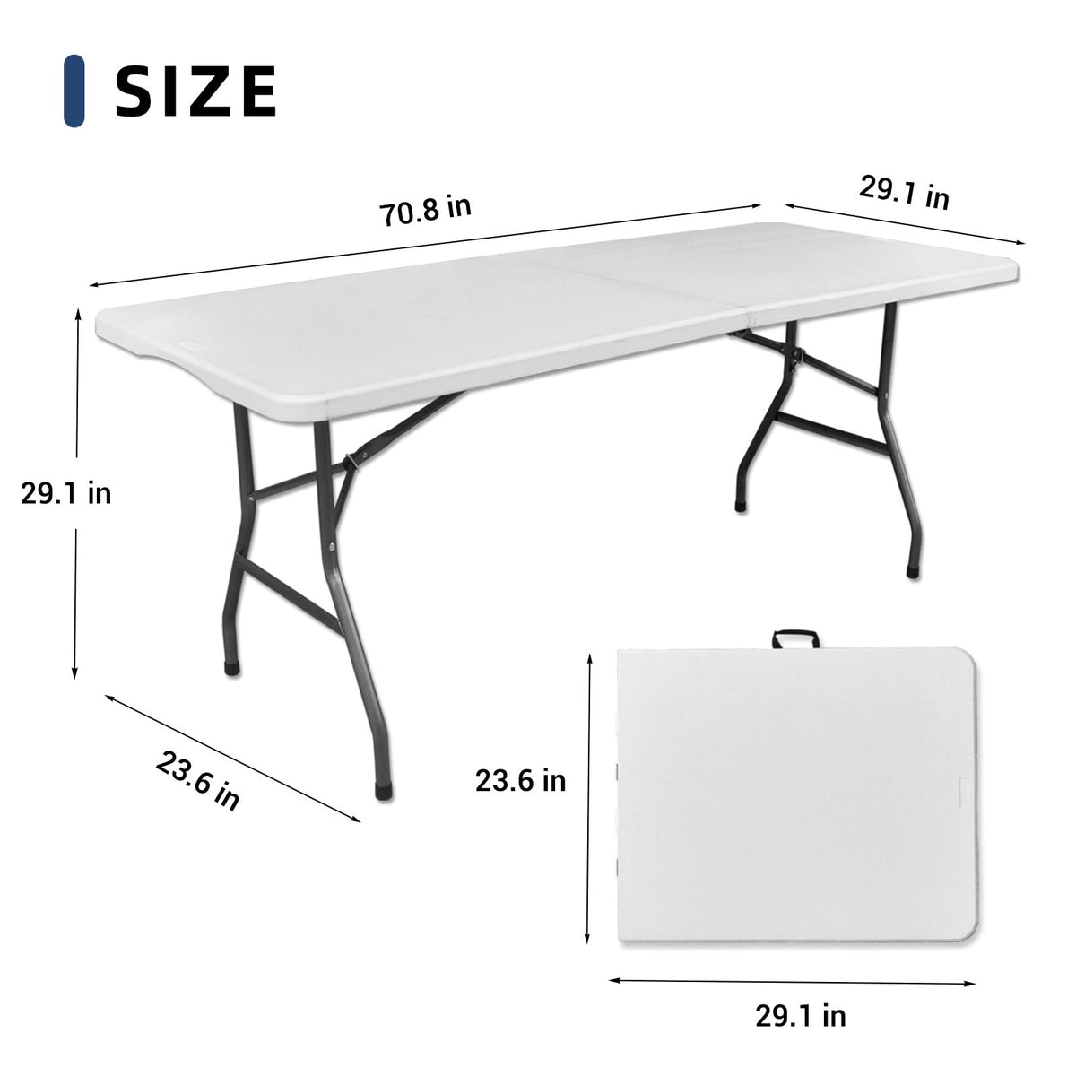 6ft Heavy Duty Foldable Plastic Table with Carrying Handle R825