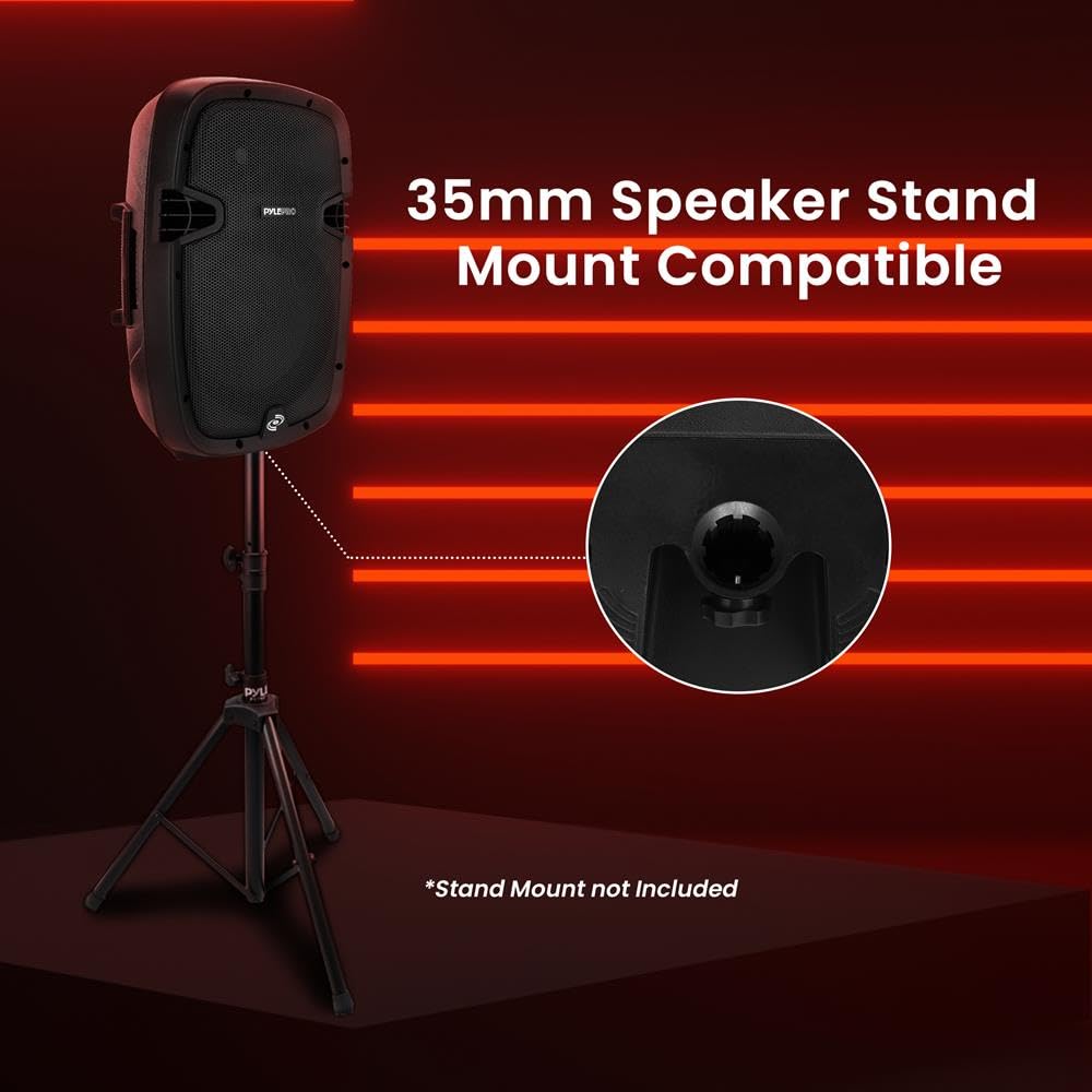 1000W Bluetooth PA System Speakers with 10 Inch Subwoofer and USB, Black Q86840