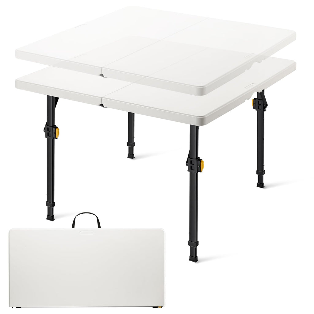 Folding Card Table 2 Heights 34" Square Plastic D877090