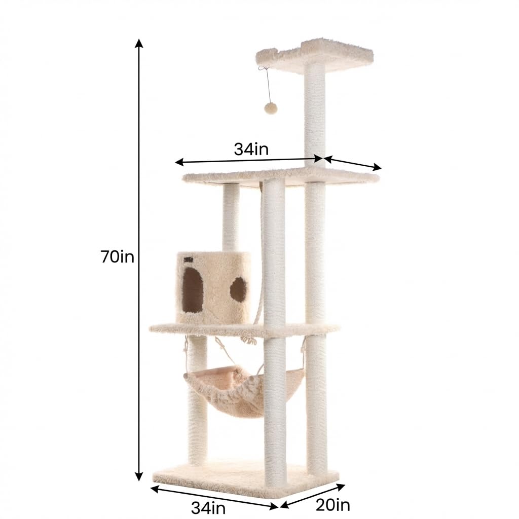 70 Inch Beige Cat Tree Tower I5850