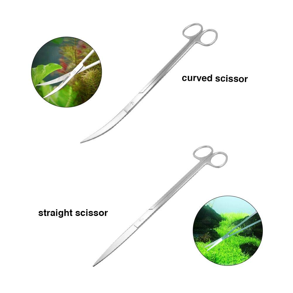 5 in 1 Aquarium Scissors Tweezers Spatula Stainless Steel Aquascaping Tools B999
