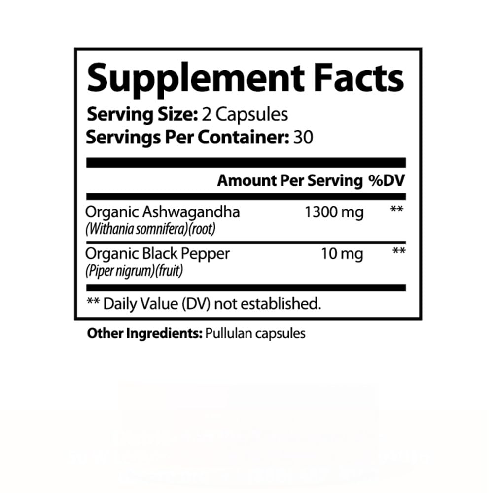 Ashwagandha with Black Pepper Extract 60 Veggie Capsules O408