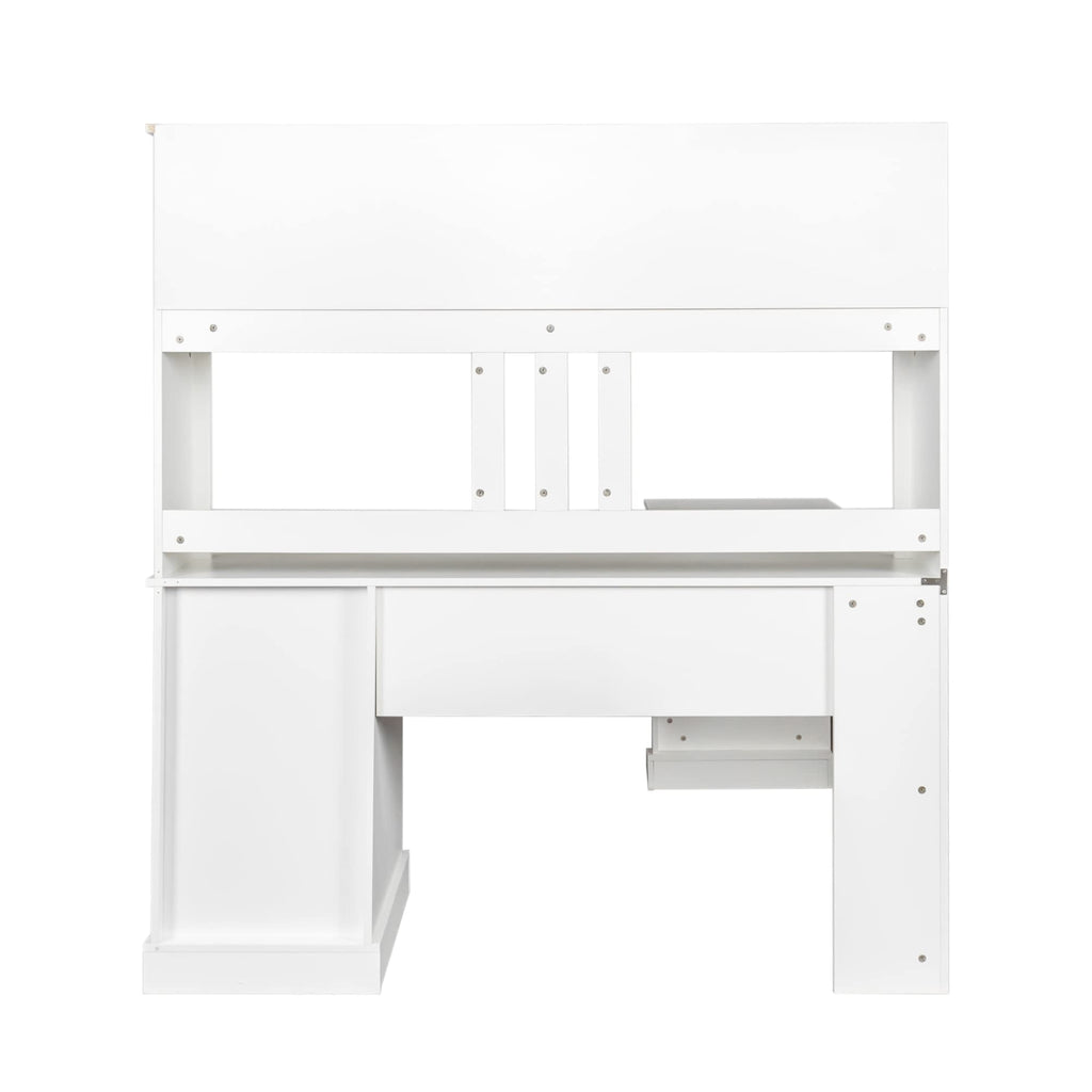 L Shaped Desk with Hutch, Drawer & Shelves, White G992