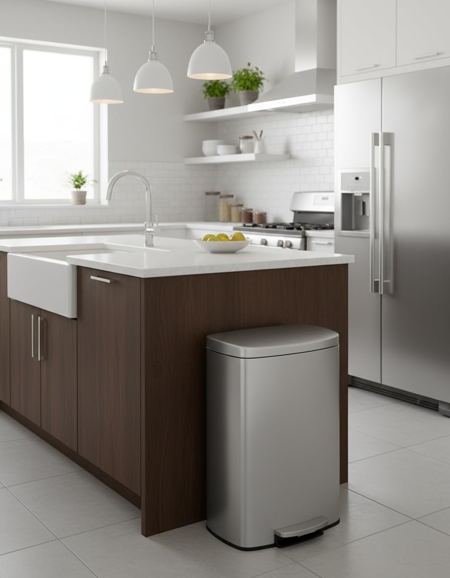 Step-on Stainless Steel Kitchen Trash Can 13 Gal R735
