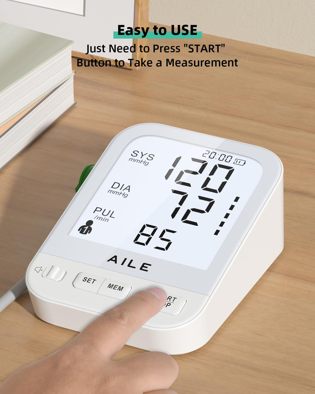 FDA Cleared Blood Pressure Monitor Large LCD Display Q190960