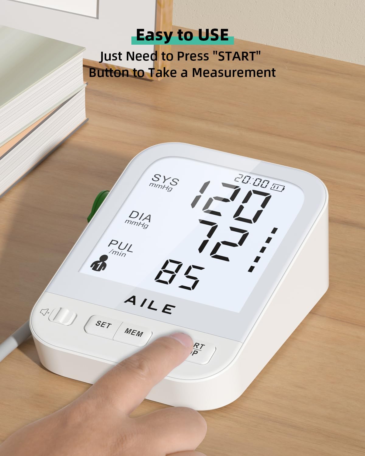 FDA Cleared Blood Pressure Monitor Large LCD Display Q190960