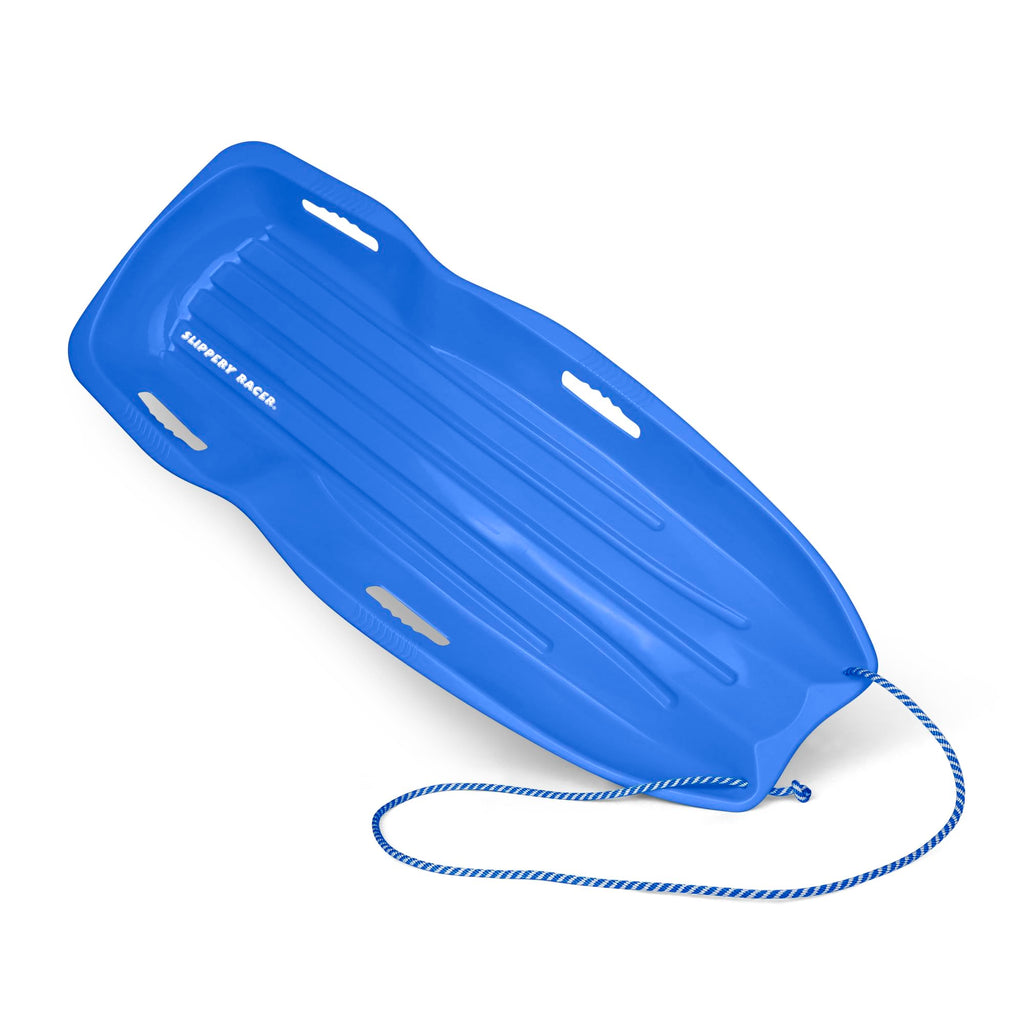 Kids Plastic Snow Sled with Pull Rope and Handles, Blue J586906
