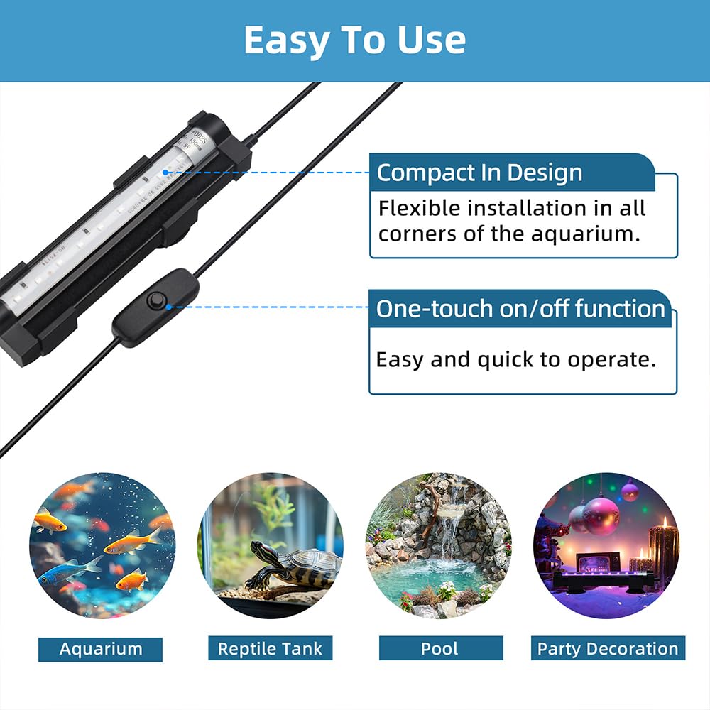 6 Inch IP68 Waterproof Color Changing Submersible Aquarium Light V91774