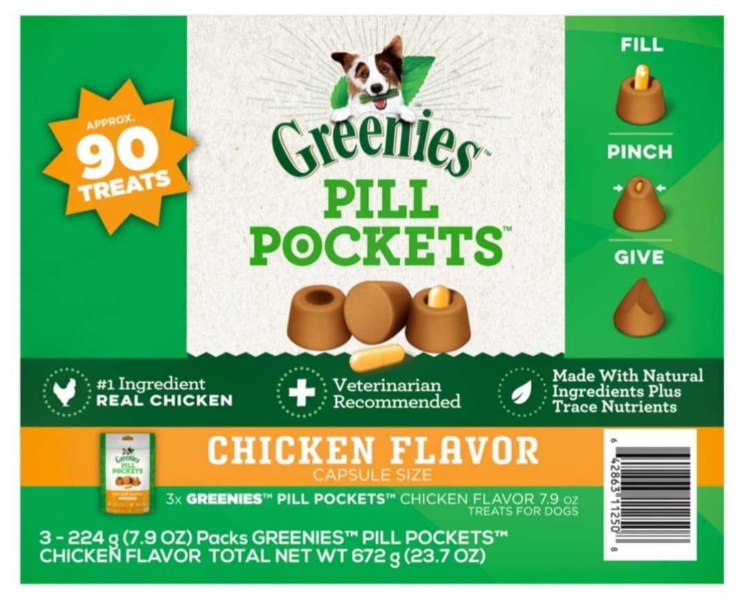 Chicken Flavor Pill Pockets Treats for Dogs 23.7 Oz W857