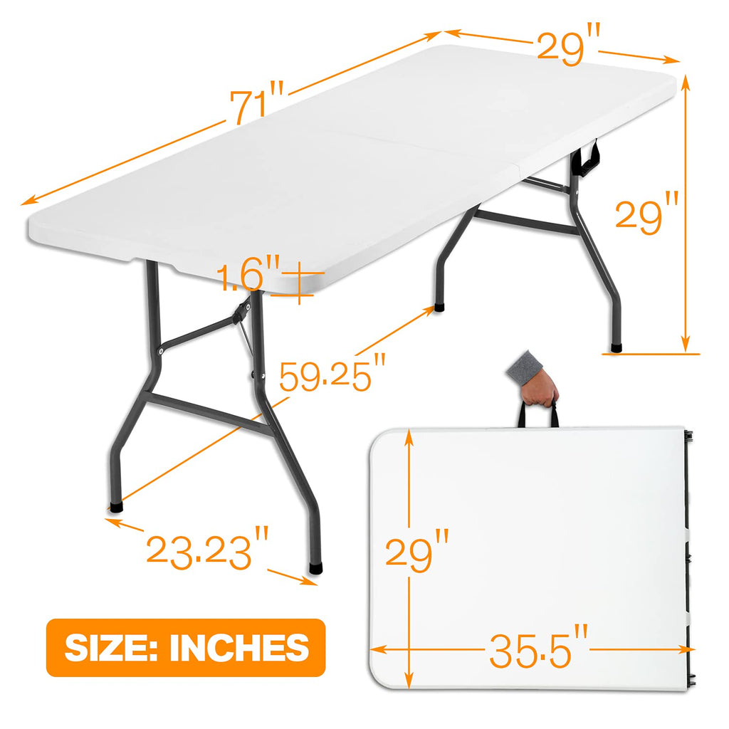 White 6 ft Folding Portable Table 500 lbs Capacity Z8007