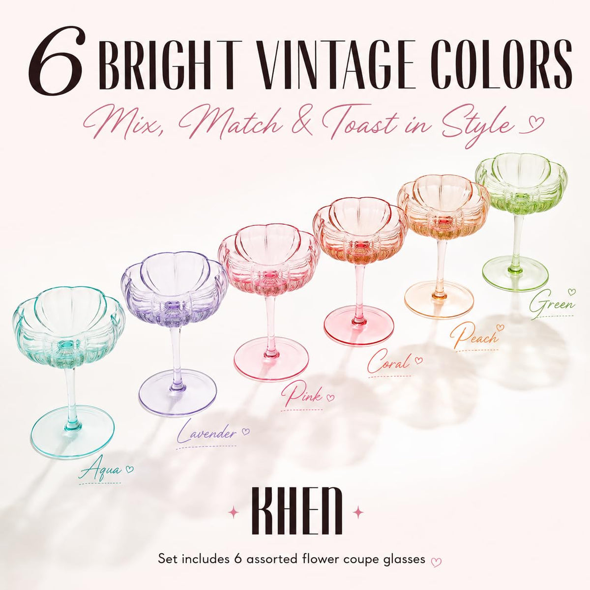 Vintage Wavy Glass Coupes Set of 6 V898
