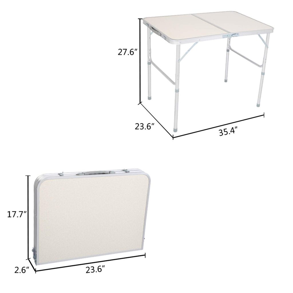 Folding Portable Camping Table 3 FT Aluminum White C1727