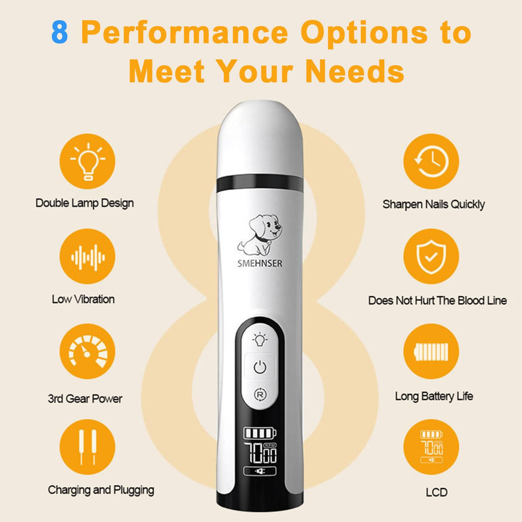 3-Speed Cordless Pet Nail Trimmer with 2 LED Light G617
