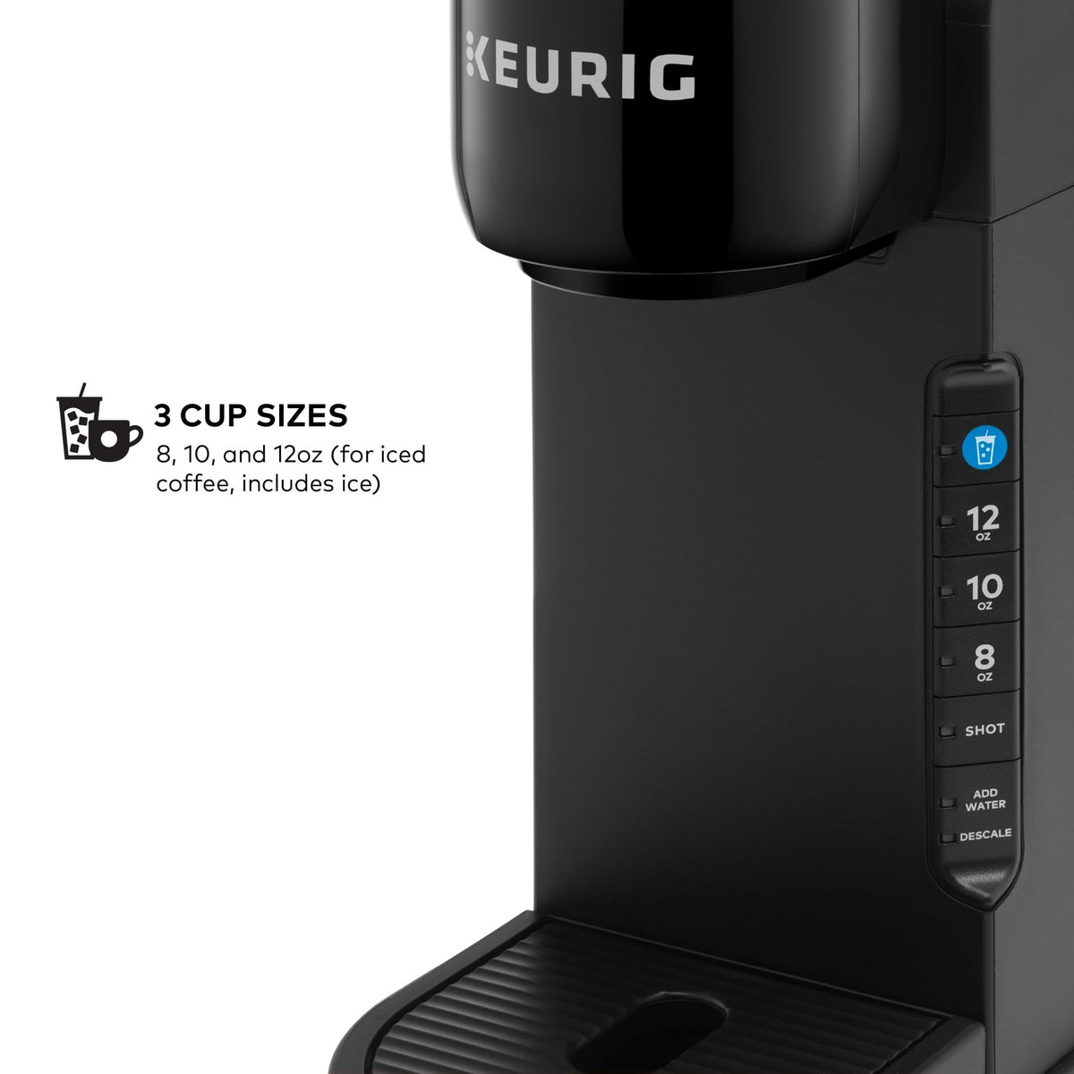 Single Serve Coffee Maker and Frother, 3 Brew Sizes, Black B911