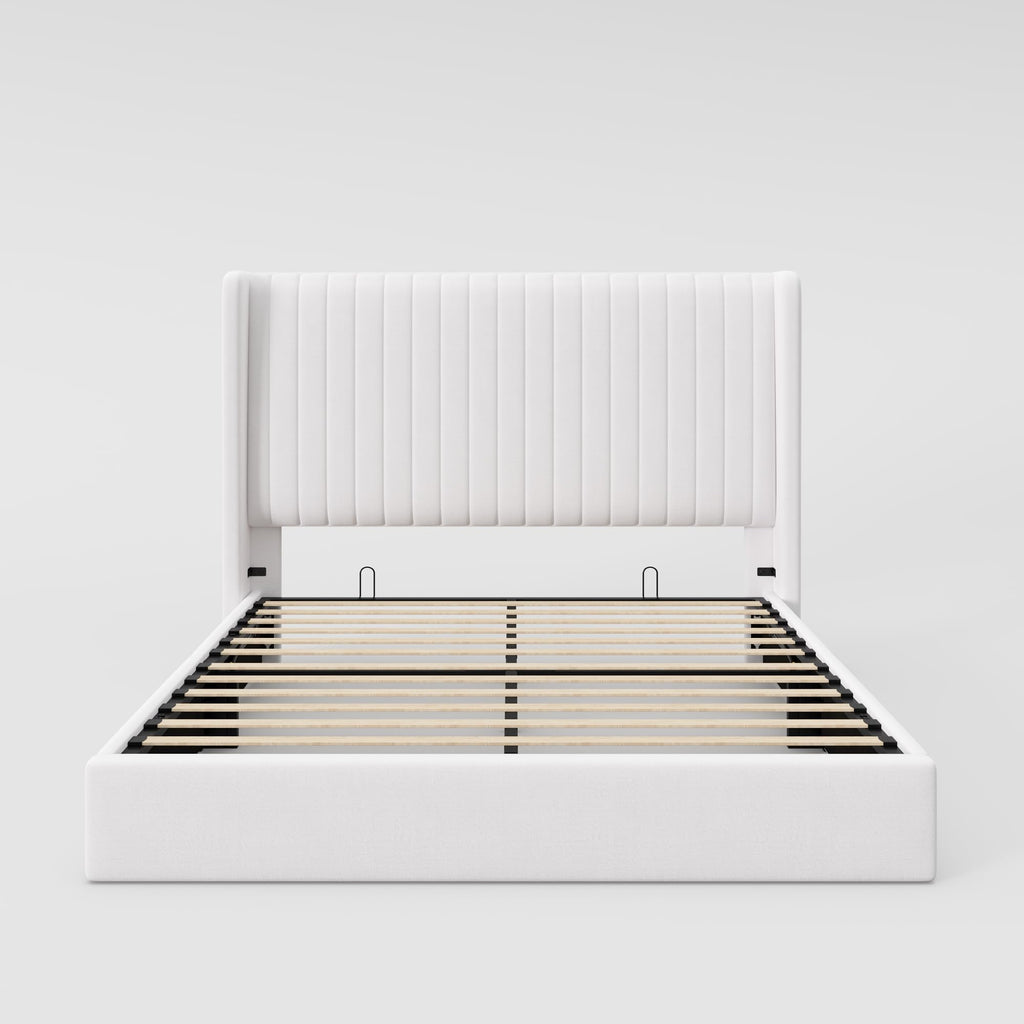 Queen Size Lift Up Storage Bed Frame White X903