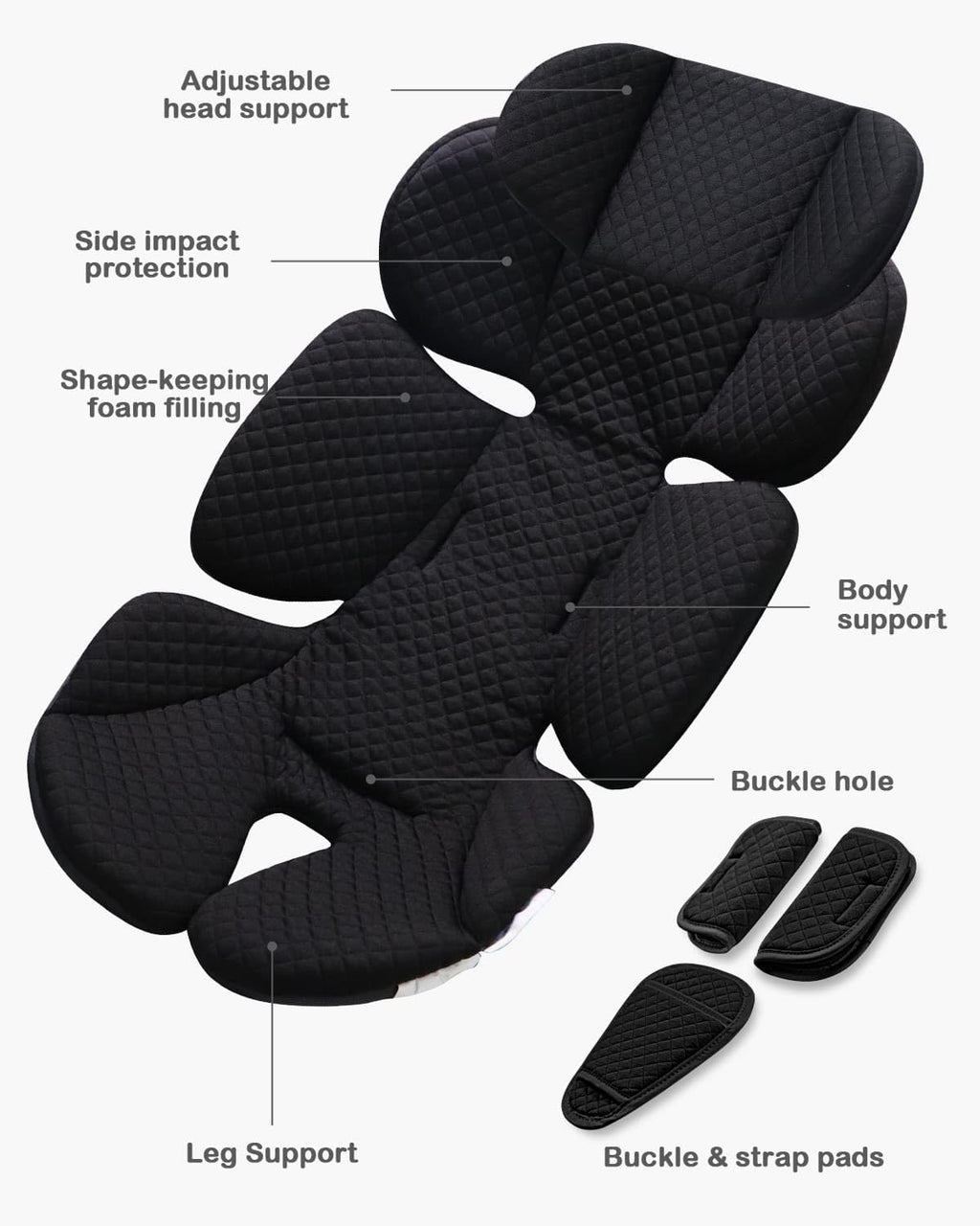 Infant Car Seat Insert with Adjustable Head Support, Black L79298