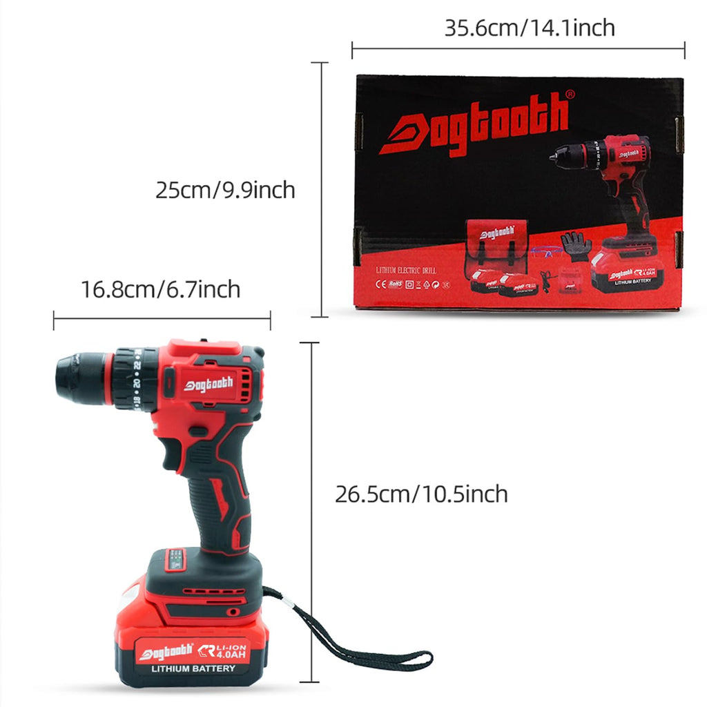 21V Cordless Drill Driver Electric Screwdriver Set with 2 Batteries and Charger K141729