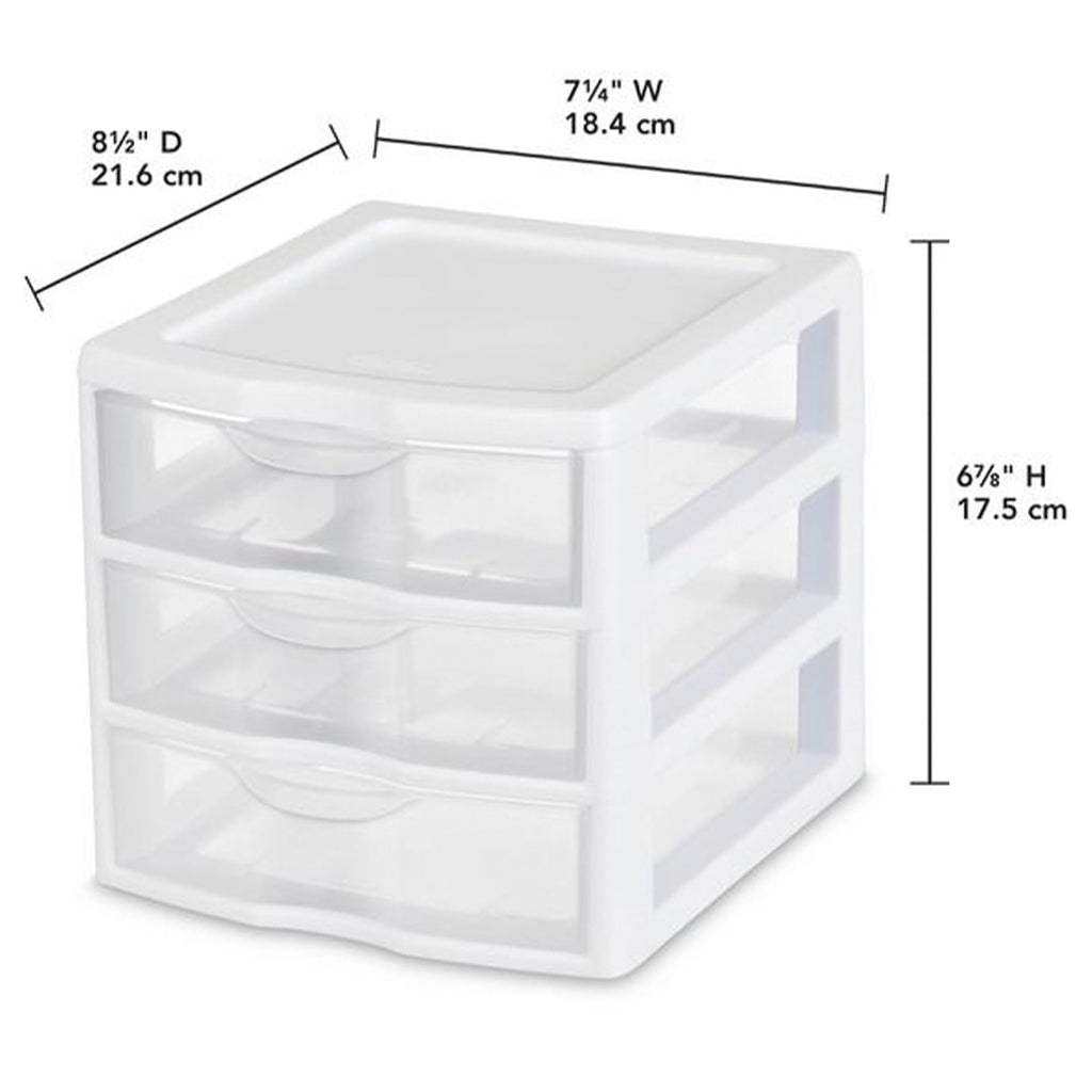 White Plastic 3 Drawer Desktop Storage Unit W267
