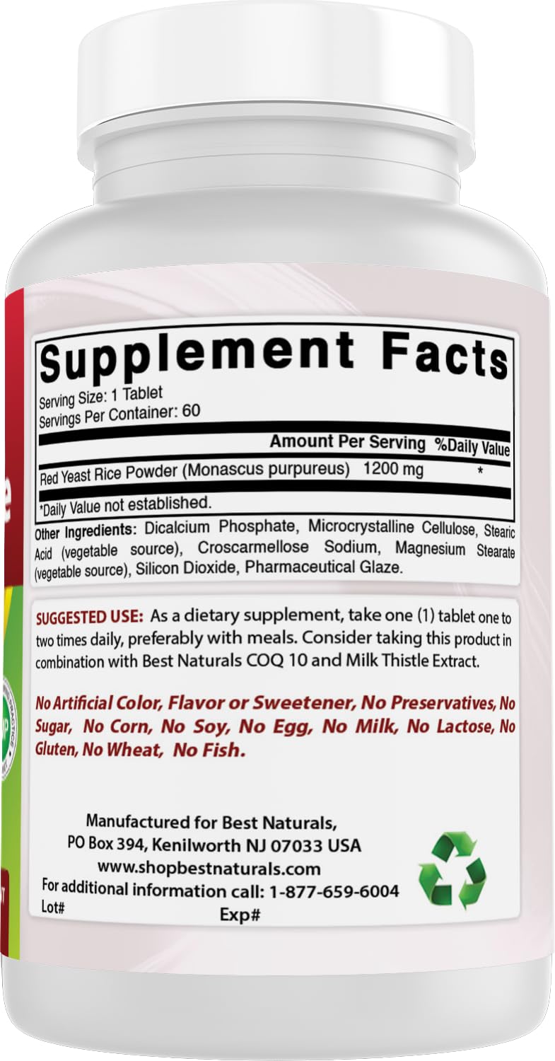 Red Yeast Rice 1200 Mg 60 Tablets O83076