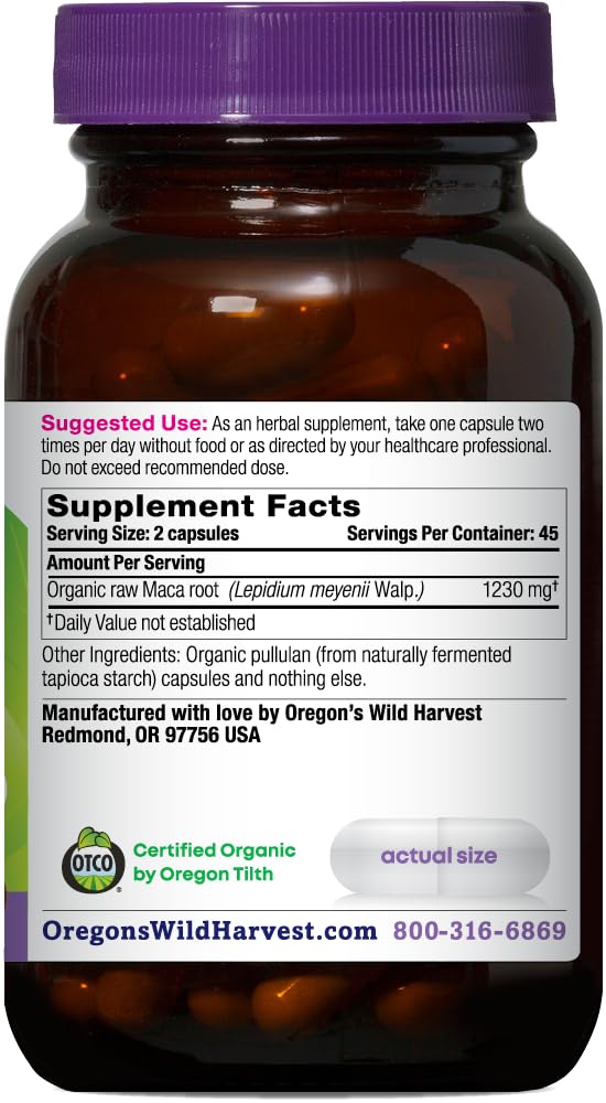 Organic Maca Root Herbal Supplement, 90 Count W189