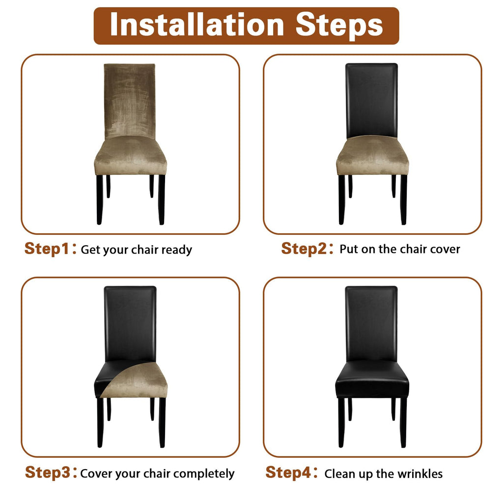 Black Set of 4 Stretch Waterproof Dining Chair Covers O40113