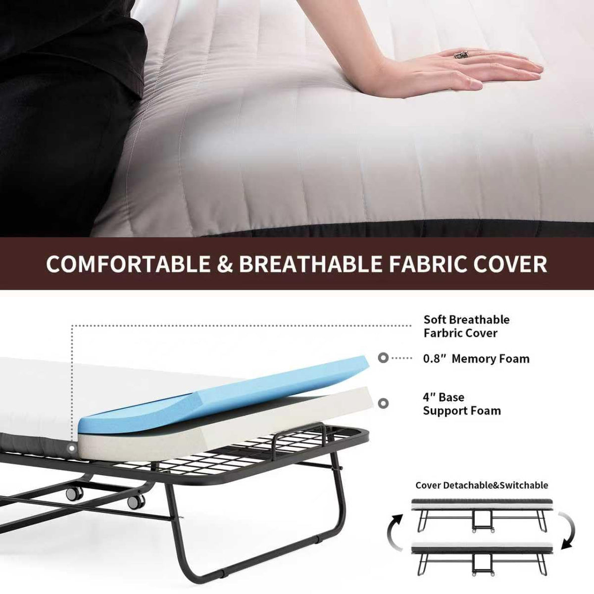 Folding Bed with Memory Foam Mattress E673070