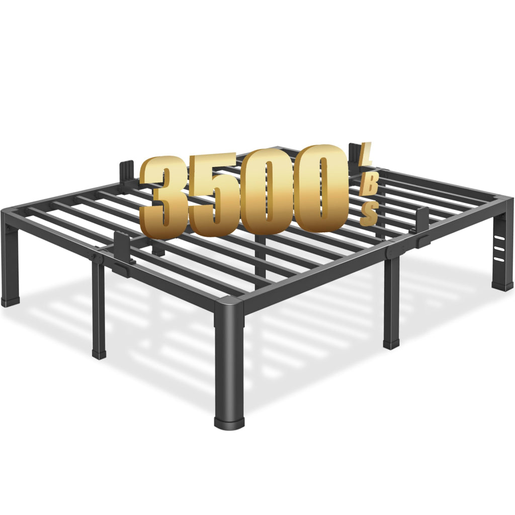 Queen Bed Frame with Headboard Hole and Steel Slats Support N8980