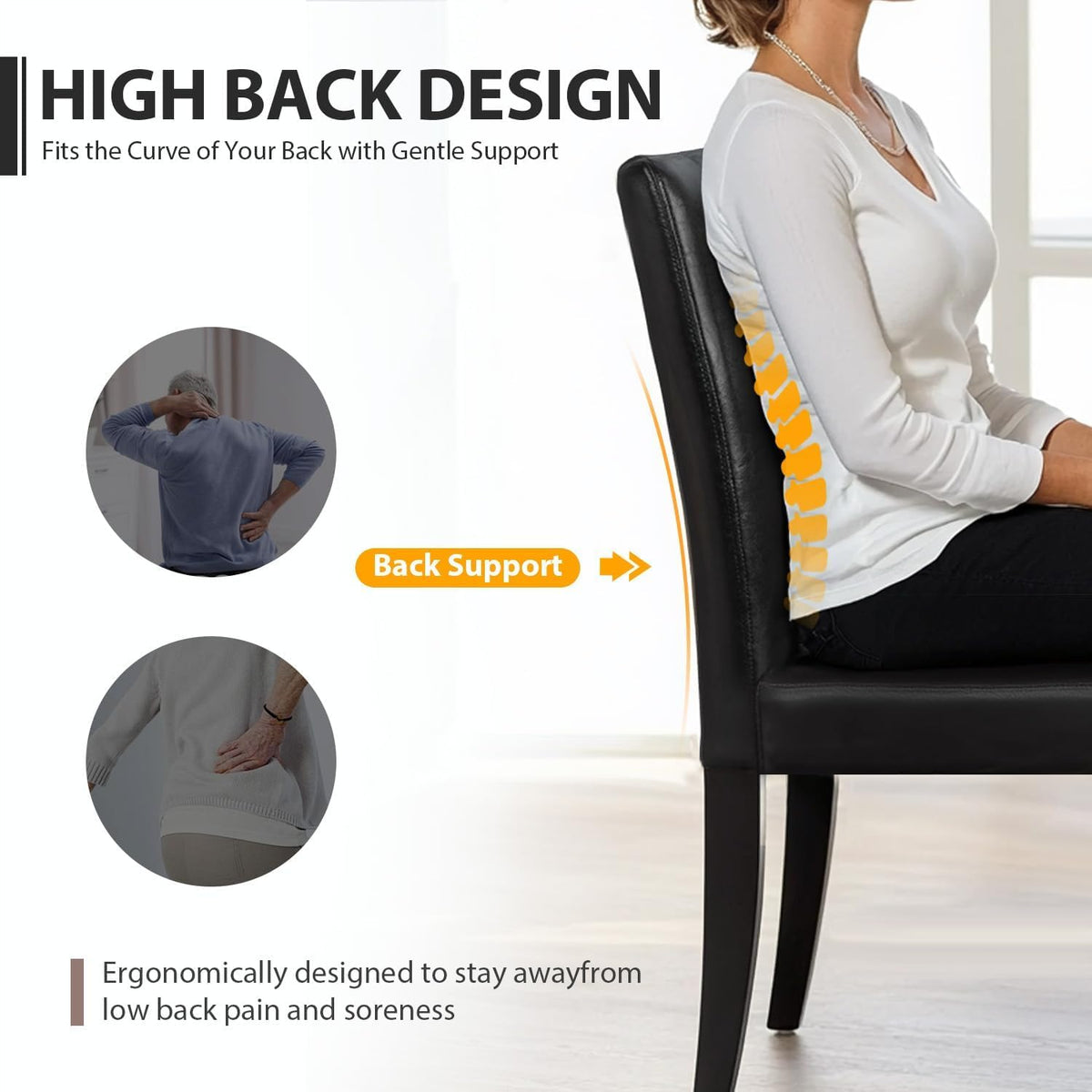 Black Set of 4 PU Leather Upholstered Dining Chairs with Solid Wood Legs O114555