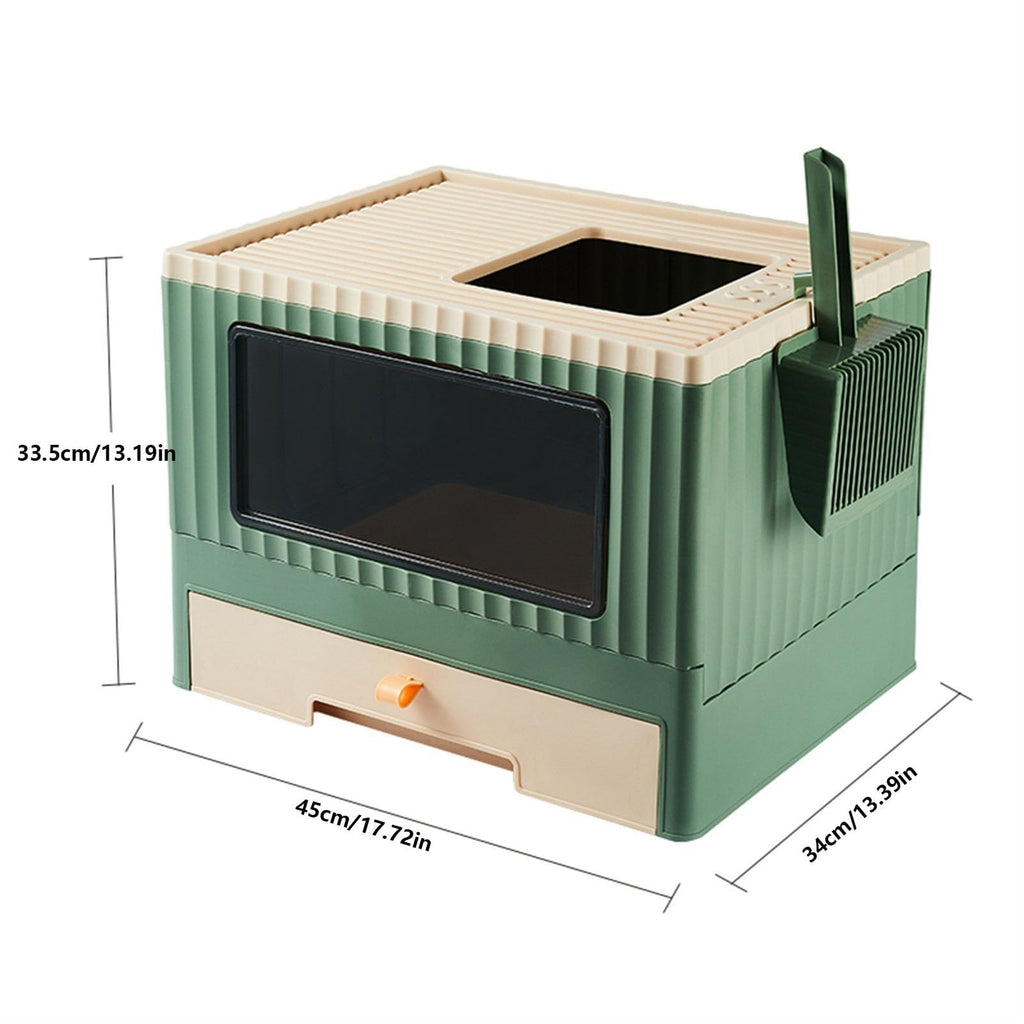 Foldable Top Entry Cat Litter Box with Lid J89812