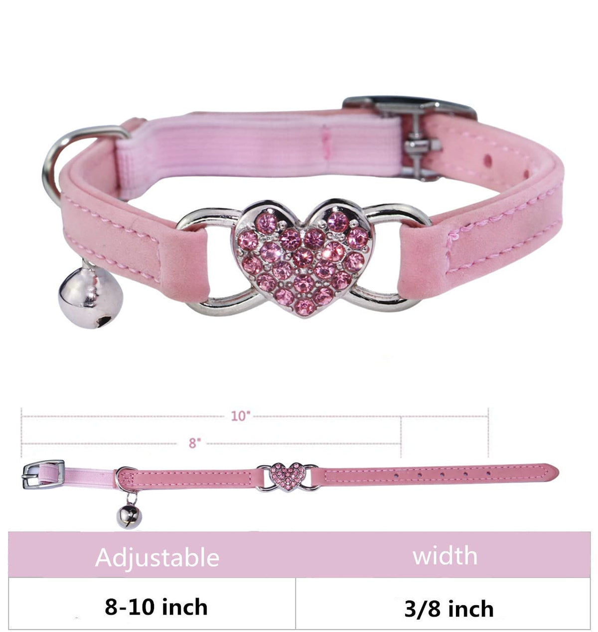 Pink Cat Collar with Safety Belt and Bell F5176
