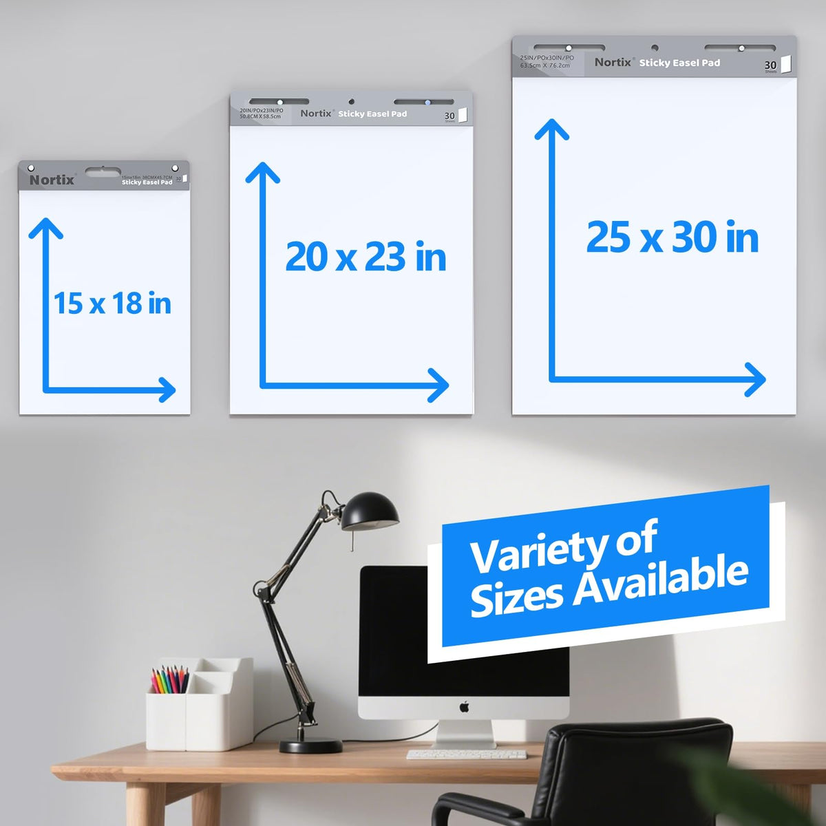 Flip Chart Paper, Sticky Easel Pads, 25 x 30 inch, 30 Sheets/Pad, 3 Pads J70824