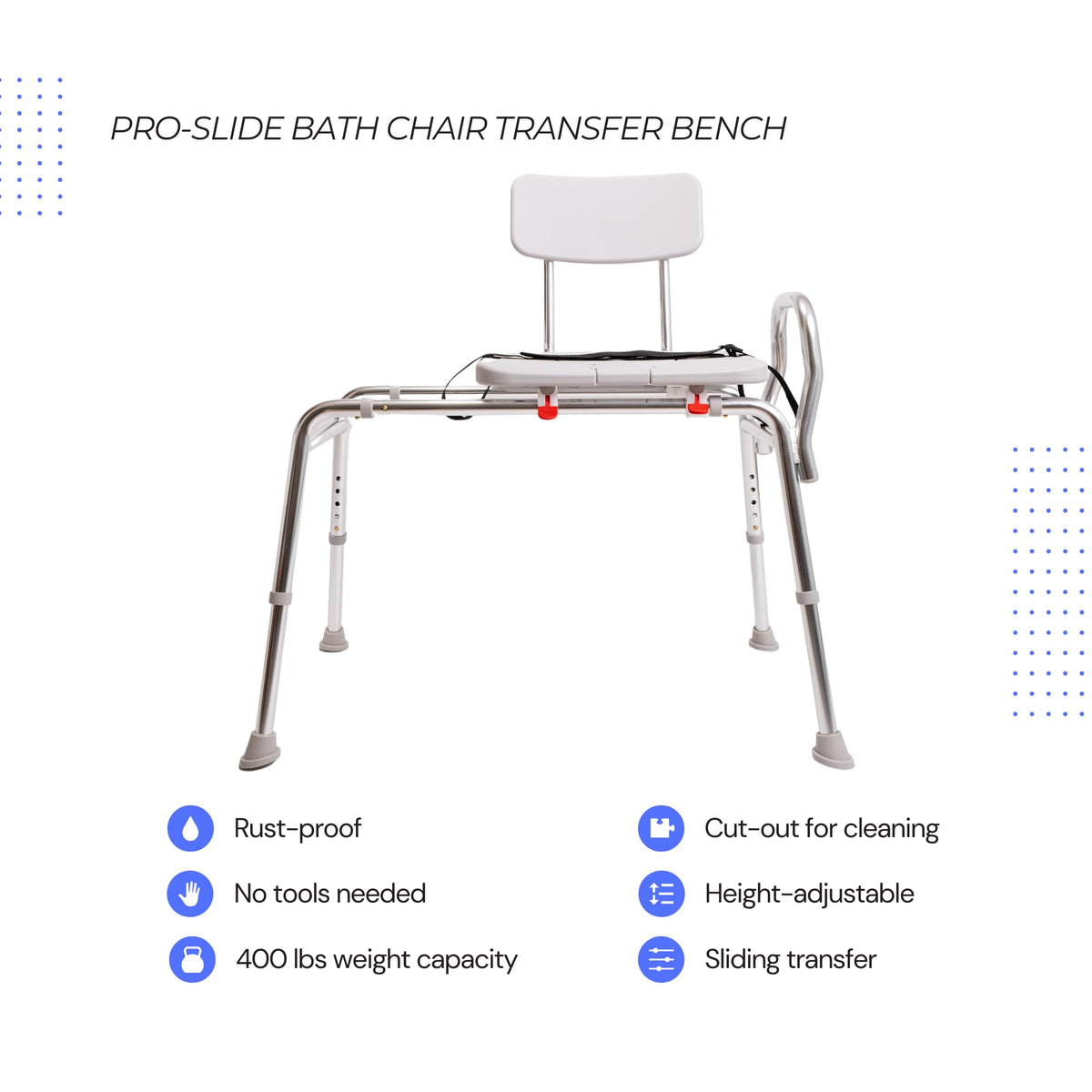 Height Adjustable Shower Chair & Tub Transfer Bench L2435