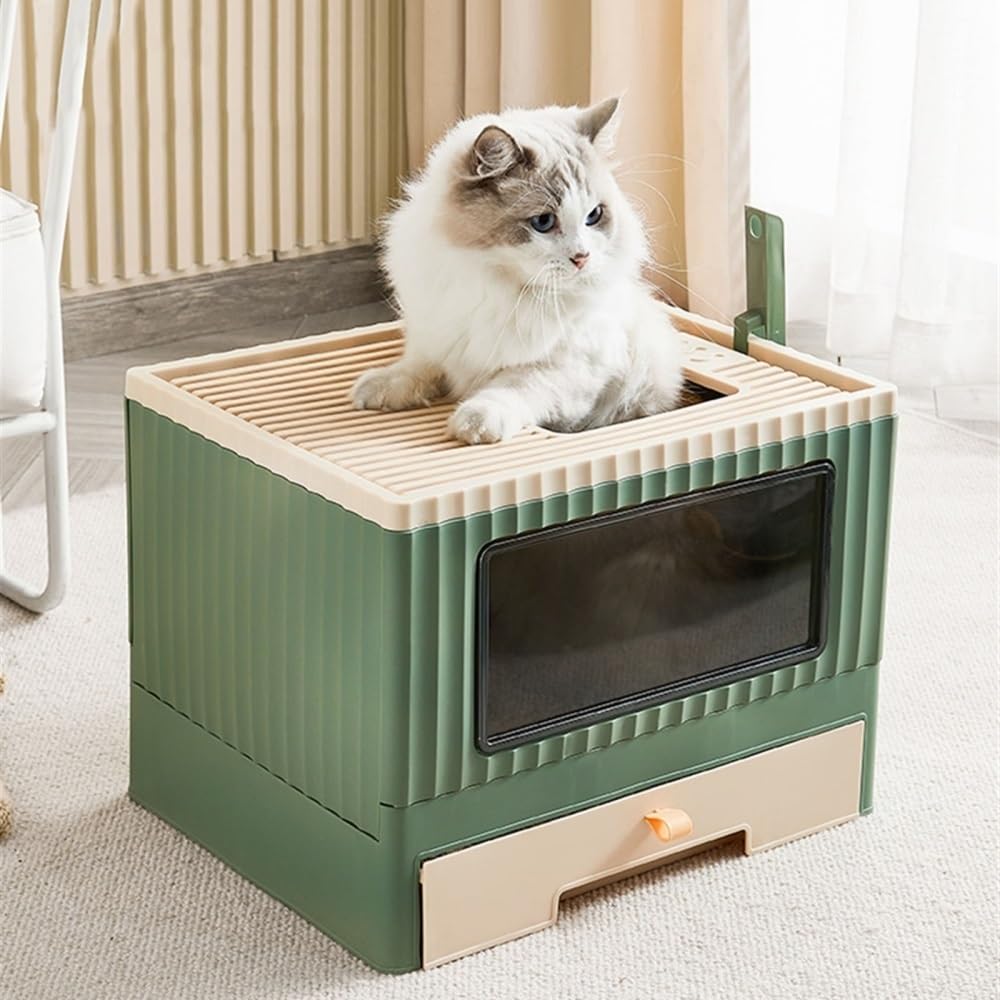 Foldable Top Entry Cat Litter Box with Lid K243