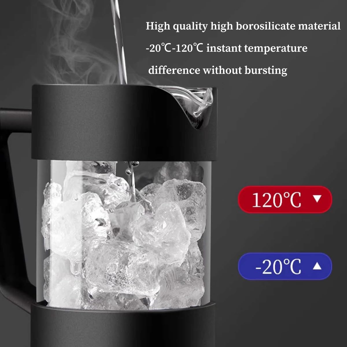 French Press Coffee Maker with 3-level Filter System, Stainless Steel, Borosilicate Glass, 1000ml N810