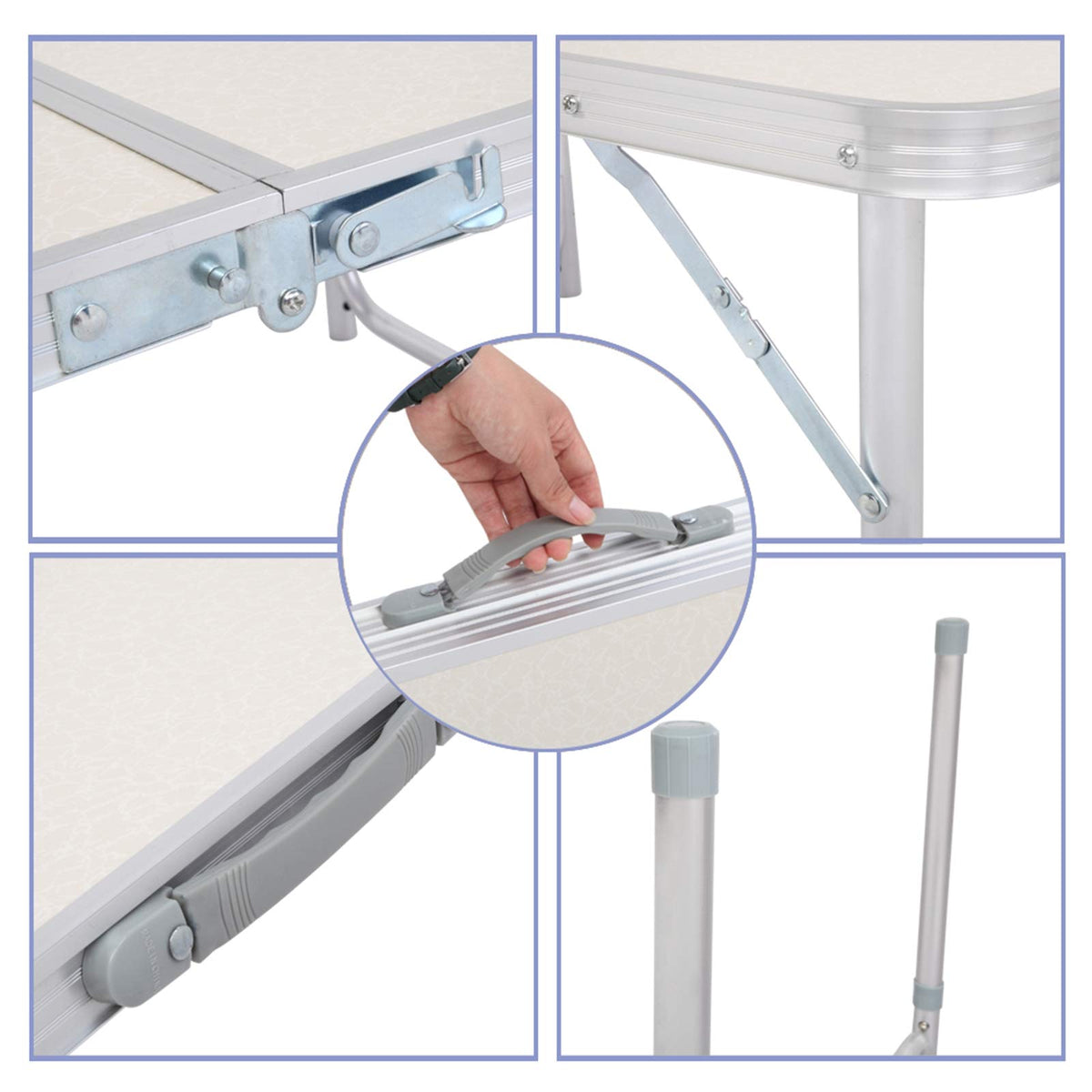 Folding Portable Camping Table 3 FT Aluminum White C1727