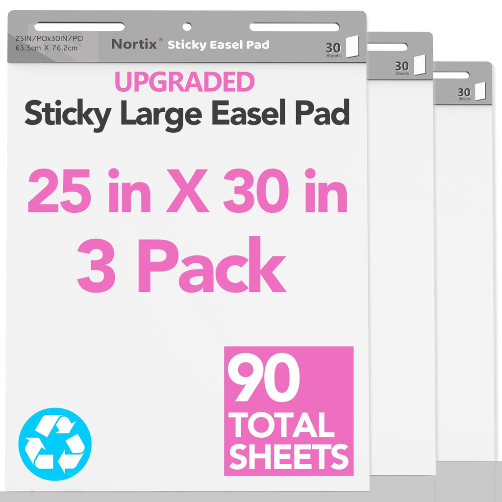 Flip Chart Paper, Sticky Easel Pads, 25 x 30 inch, 30 Sheets/Pad, 3 Pads J70824
