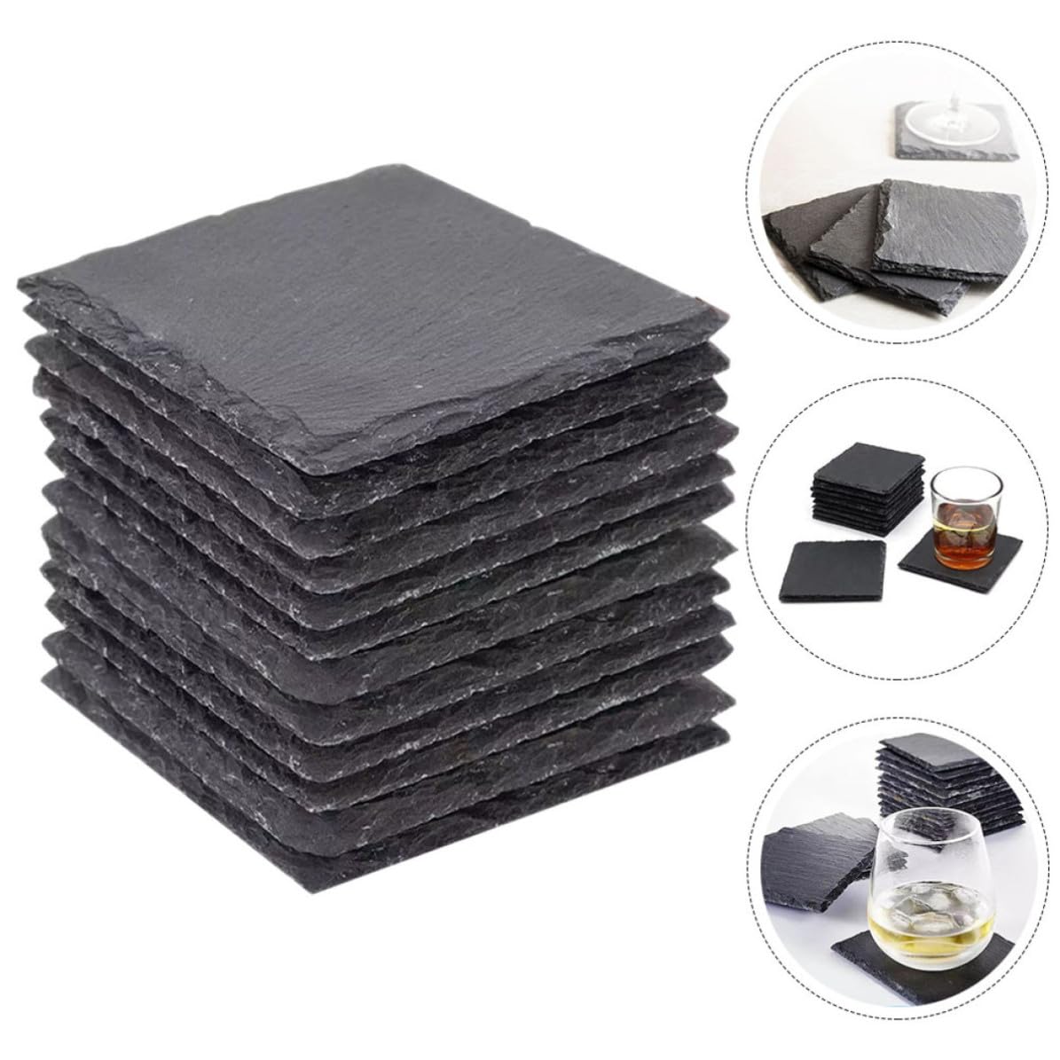 Natural Stone Coasters Set 12pcs with Non Slip Bottom Y614808