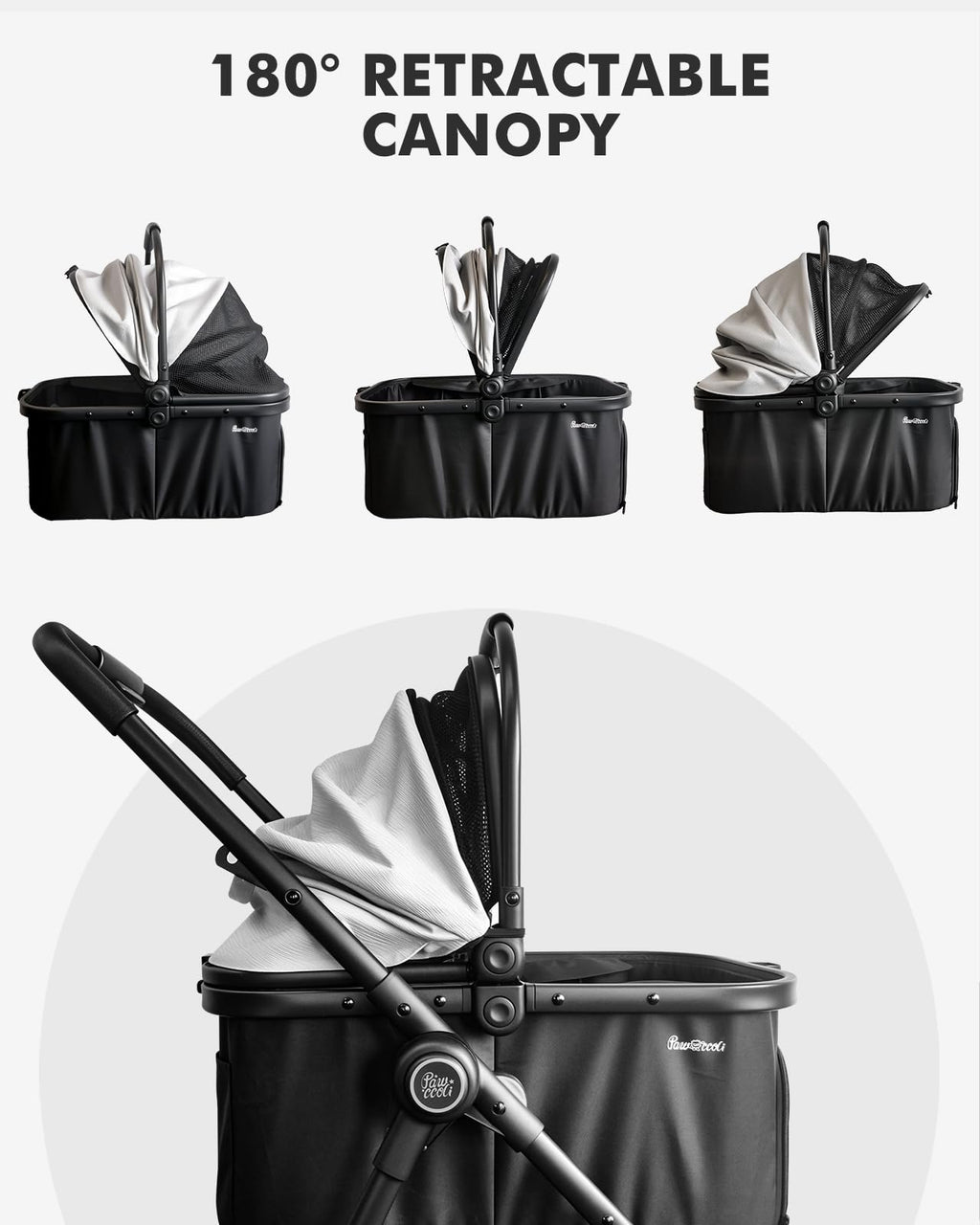 Black Foldable Pet Stroller with Detachable Carrier W51066