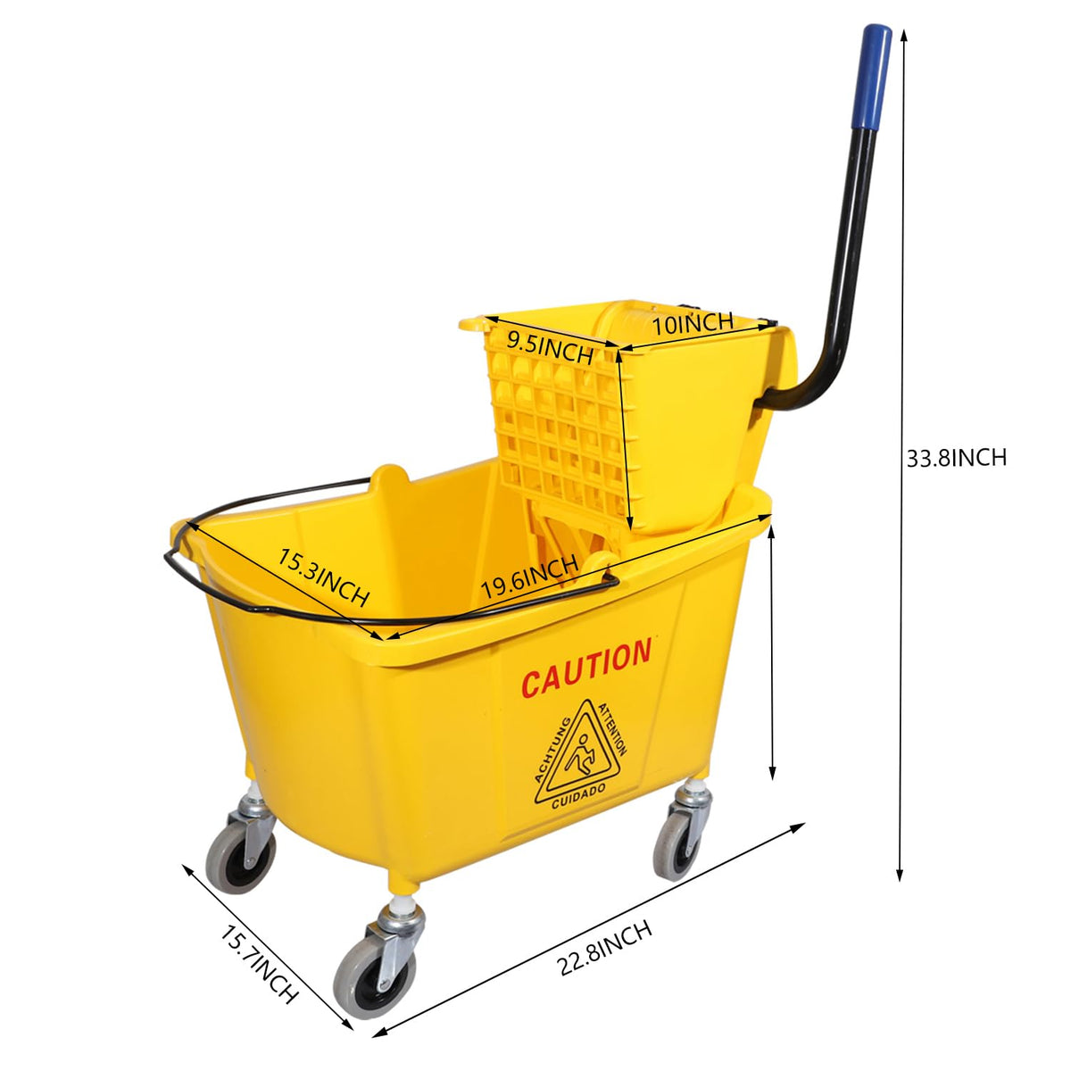 Commercial Mop Bucket with Side Press Wringer on Wheels F68756
