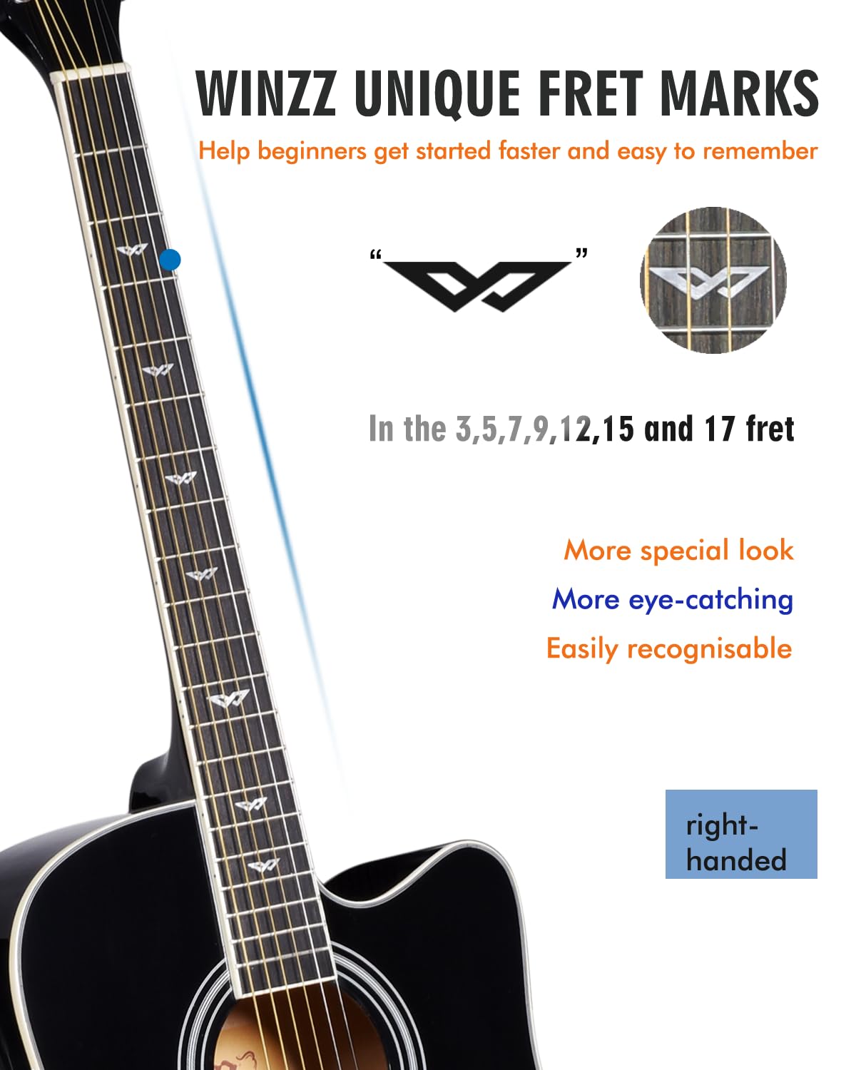 Glossy Black 4/4 Full Size 6 Steel-String Acoustic-Electric Guitar Z807