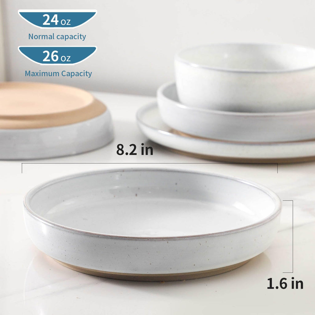 White Ceramic Pasta Bowls Set of 4, 26 oz Z1782