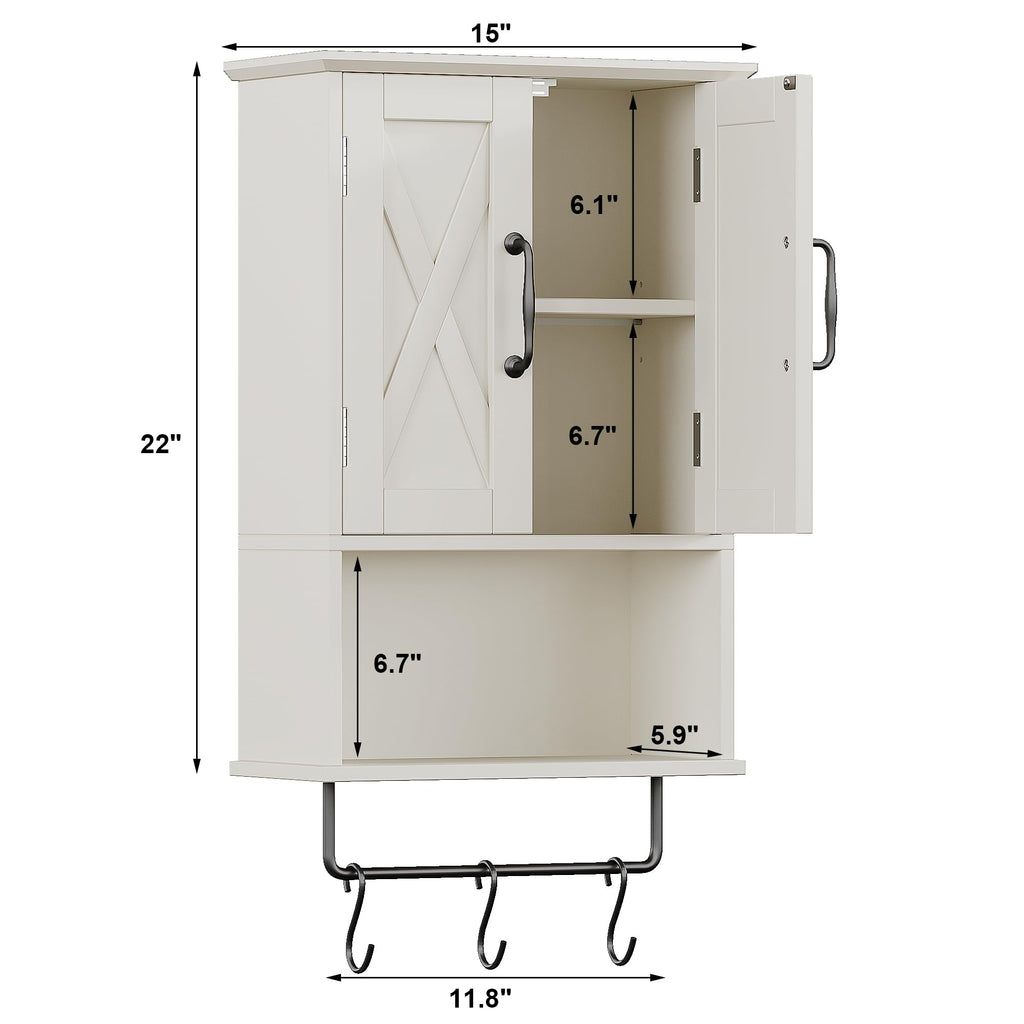Small Medicine Cabinet with Towel Bar and 3 Hooks U1874